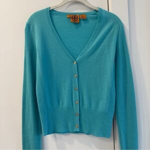 Stunning Tory Burch Button Up Teal Cardigan